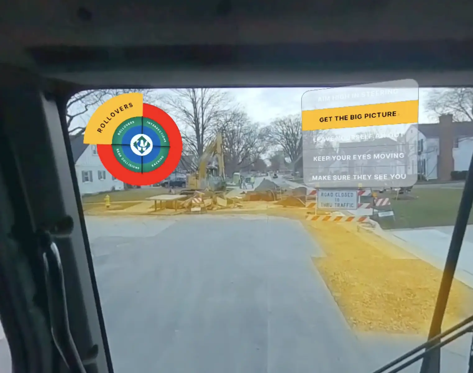 A highlighted road hazard as part of a VR experience.